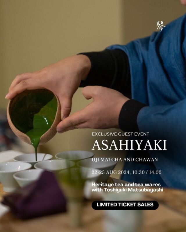 EXCLUSIVE GUEST EVENT 
ASAHIYAKI at Koto Tea Space
22-25 August 2024
——
“Uji Matcha and Chawan” 
朝日焼
IN THIS SESSION
——
Talk, Taste, Experience and Shopping!
* Learn about Uji tea and ceramics
* Chawan appreciation 
* Uji matcha tastings
* Shopping Asahiyaki items

*** Unveiling Special new item created for the event and for Thai Matcha lovers!

In this session, Matsubayashi san will talk about the history of Uji, Uji tea, and Uji ceramics from the perspective of Asahiyaki, which has been operating since the 16th century. It is worth learning the background of the people and tea culture landscapes from the Uji native himself. 

Five types of Asahiyaki Chawan will be presented. They are from the antique collection of previous generations. Matsubayashi san will teach about “Chawan appreciation,” such as pointing to details in Matcha bowls (Chawan). There will also be a topic about Uji Clay, which is uniquely used in Asahiyaki Chawan. 

5- Uji matcha tastings with a casual Chakai (Matcha with sweets)
Ending with Q&A sessions and shopping time!

**Session will be in Japanese with English translation**

More about ASAHIYAKI 
https://asahiyaki.com/
---------

Date: 22-25 August 2024 (Thu-Sun)
Time: 10.30-12.30 / 14.00-16.00
Capacity: Max 5 seats per round
Price: 3300 THB per person (Early bird)
3500 THB (Applying from 15 Aug onwards)

APPLY NOW!
Contact LINE: https://lin.ee/T2LY97R